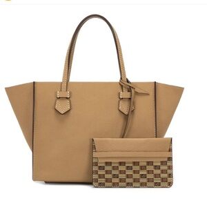 Moreau Paris Vicennes PM taupe paris work medium leather tote with pouch